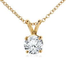 Double-Bail Solitaire Pendant Setting in 18k Yellow Gold